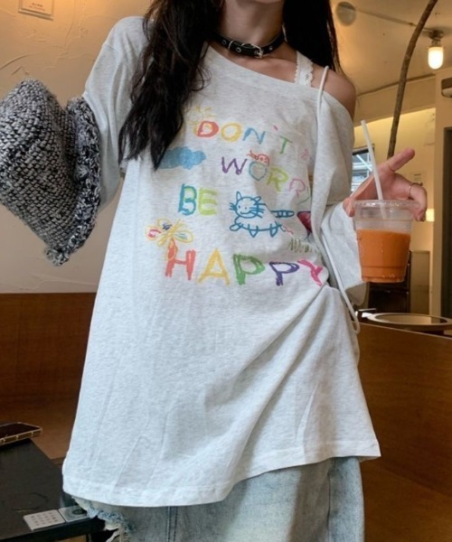 DIAVEL(ディアベル)の「手書き風透けるトップス。(Tシャツ/カットソー・レディース・アイボリー/ホワイト系その他/ホワイト/ホワイト系その他2・M)」の4枚目の写真