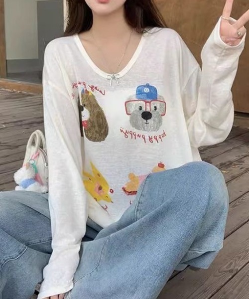 DIAVEL(ディアベル)の「手書き風透けるトップス。(Tシャツ/カットソー・レディース・アイボリー/ホワイト系その他/ホワイト/ホワイト系その他2・M)」の8枚目の写真