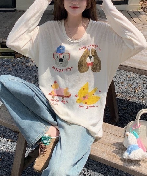 DIAVEL(ディアベル)の「手書き風透けるトップス。(Tシャツ/カットソー・レディース・アイボリー/ホワイト系その他/ホワイト/ホワイト系その他2・M)」の11枚目の写真