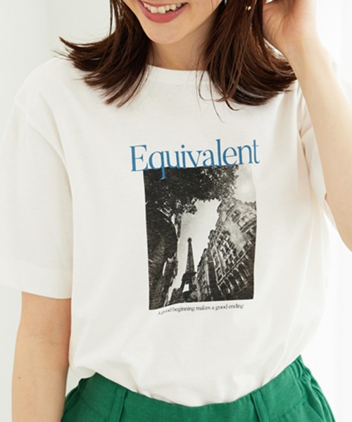 BELLUNA PLUS(ベルーナ)の「ヒンヤリ!綿100%大人フォトプリントT(Tシャツ/カットソー・レディース・ベージュ/チャコール/オフホワイト・LARGE/X-LARGE/MEDIUM)」の6枚目の写真