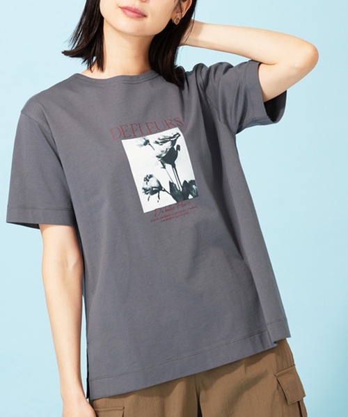BELLUNA PLUS(ベルーナ)の「ヒンヤリ!綿100%大人フォトプリントT(Tシャツ/カットソー・レディース・ベージュ/チャコール/オフホワイト・LARGE/X-LARGE/MEDIUM)」の16枚目の写真