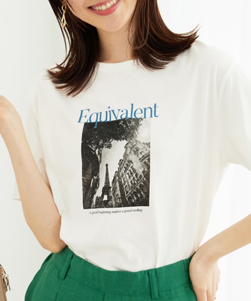 BELLUNA PLUS(ベルーナ)の「ヒンヤリ!綿100%大人フォトプリントT(Tシャツ/カットソー・レディース・ベージュ/チャコール/オフホワイト・LARGE/X-LARGE/MEDIUM)」の5枚目の写真