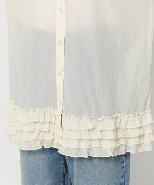 LOWRYS FARM（ローリーズファーム）の「スソフリルシャツＳＳ　499380（シャツ/ブラウス・レディース・アイボリー/ブラック/ブラウン・SHORT/LONG）」の16枚目の写真