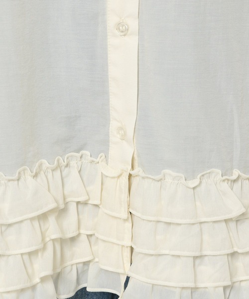 LOWRYS FARM（ローリーズファーム）の「スソフリルシャツＳＳ　499380（シャツ/ブラウス・レディース・アイボリー/ブラック/ブラウン・SHORT/LONG）」の9枚目の写真