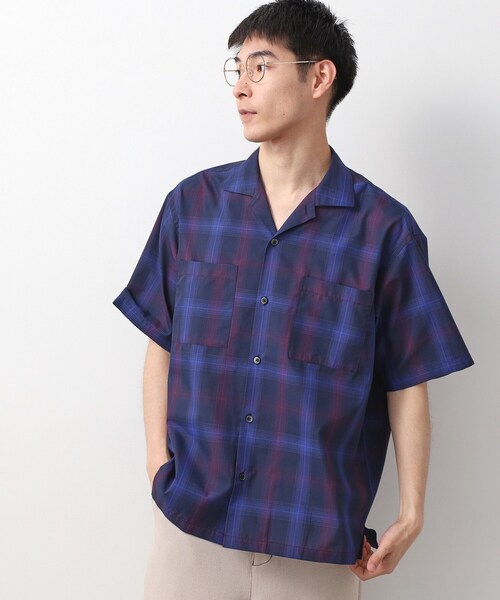 THE SHOP TK (ザ ショップ ティーケー )の「オンブレチェック半袖シャツ 洗濯機OK(シャツ/ブラウス・メンズ・ブラック系1/ブルー系その他3・02/03/04)」の1枚目の写真