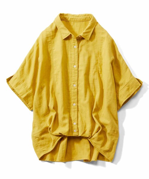 Live in comfort（リブインコンフォート）の「リブ　イン　コンフォート　ふんわりダブルガーゼのナチュラルシャツ（シャツ/ブラウス・レディース・ホワイト×ブラック/マスタード/ブラック/ブルー/ブラック系その他・M/3L/LL/L）」の5枚目の写真