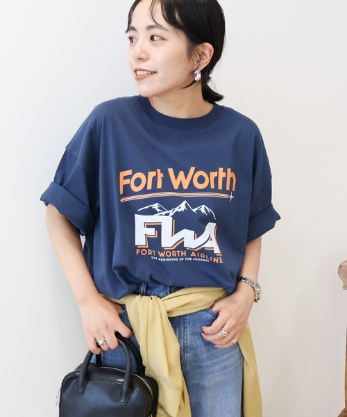 AMERICAN HOLIC(アメリカンホリック)の「AIRLINE Tシャツ(Tシャツ/カットソー・レディース・ブラック/ホワイト系その他/ネイビー・FREE)」の3枚目の写真