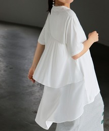 異素材バックフリルTシャツ
