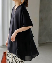 異素材バックフリルTシャツ