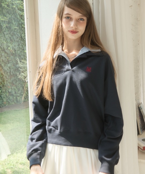 ダブルカラーポロスウェット/double-color polo sweat shirt（Tシャツ