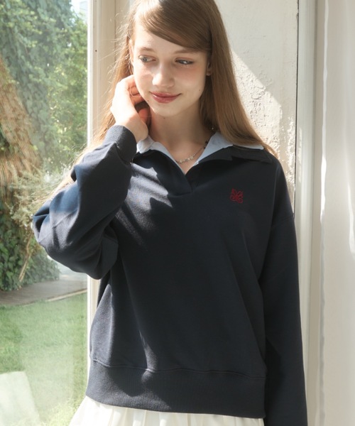 ダブルカラーポロスウェット/double-color polo sweat shirt（Tシャツ