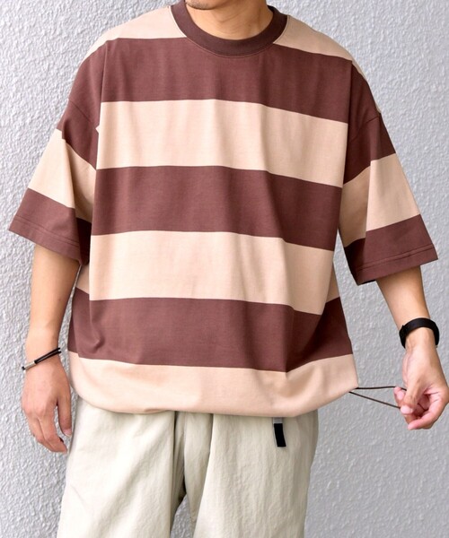 SHIPS any: ワイド カラー ボーダー スピンドル Tシャツ◇（Tシャツ