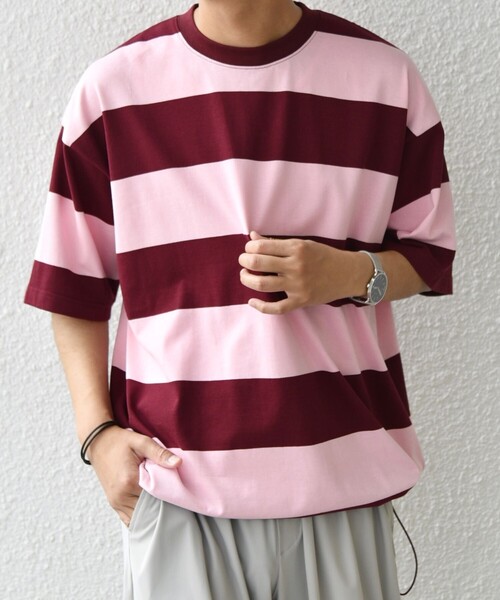 SHIPS any(シップス エニィ)の「SHIPS any: ワイド カラー ボーダー スピンドル Tシャツ◇(Tシャツ/カットソー・メンズ・ネイビー/ブラウン/ブルー/ワイン・MEDIUM/LARGE)」の14枚目の写真