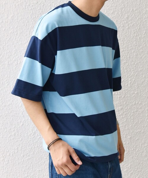 SHIPS any: ワイド カラー ボーダー スピンドル Tシャツ◇（Tシャツ