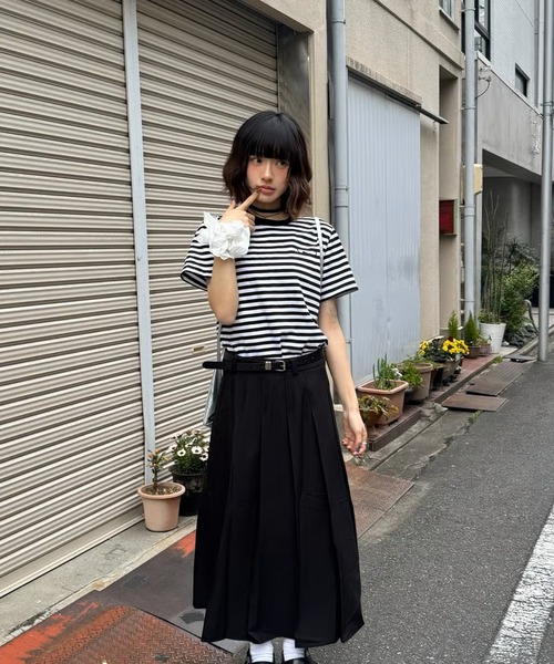 DAYDAY(デイデイ)の「スピンロゴボーダー S/S Tシャツ(Tシャツ/カットソー・レディース・ホワイト/グレー・L/M)」の5枚目の写真