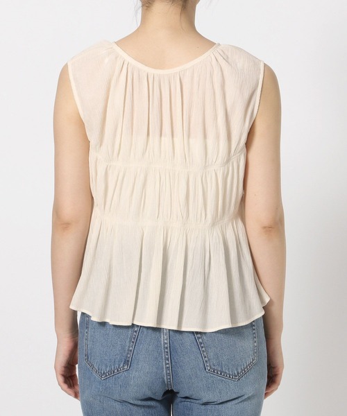 LOWRYS FARM（ローリーズファーム）の「ヨウリュウシャーリングノースリーブ　 579524（シャツ/ブラウス・レディース・パープル/ブラウン/グレー/アイボリー・FREE）」の7枚目の写真