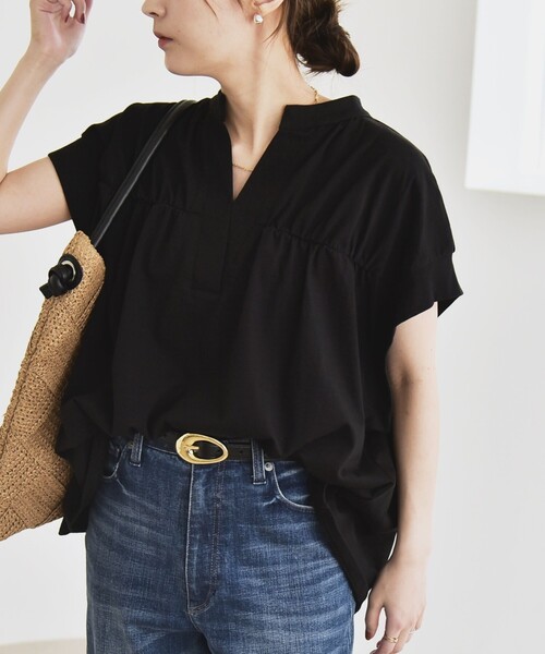 SHIPS for women / シップスウィメン quaranciel:〈手洗い可能〉ギャザー スキッパー バンドカラー プルオーバー SHIPS｜quaranciel:<手洗い可能>ギャザー スキッパー バンド