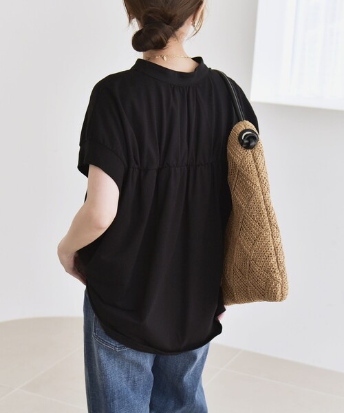 quaranciel(カランシエル)の「quaranciel:〈手洗い可能〉ギャザー スキッパー バンドカラー プルオーバー(Tシャツ/カットソー・レディース・イエロー/ブラック/ホワイト・ONE SIZE)」の19枚目の写真