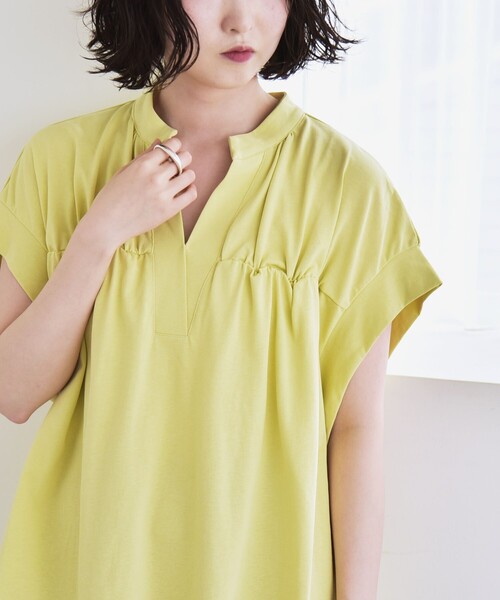 SHIPS for women / シップスウィメン quaranciel:〈手洗い可能〉ギャザー スキッパー バンドカラー プルオーバー SHIPS｜quaranciel:<手洗い可能>ギャザー スキッパー バンド