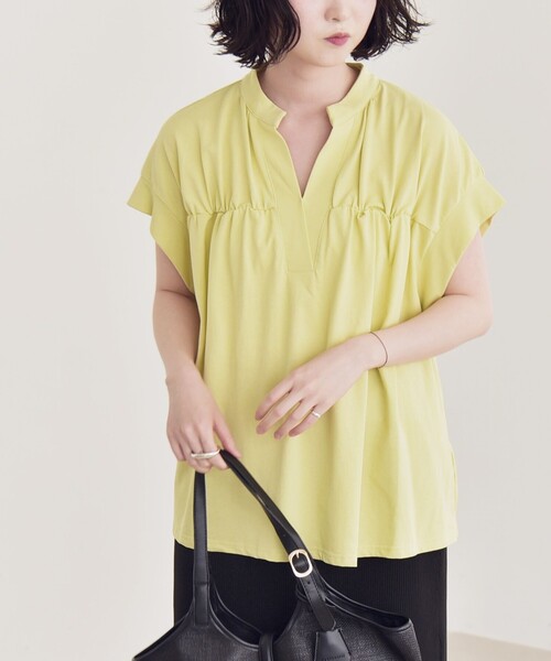 SHIPS for women / シップスウィメン quaranciel:〈手洗い可能〉ギャザー スキッパー バンドカラー プルオーバー SHIPS｜quaranciel:<手洗い可能>ギャザー スキッパー バンド