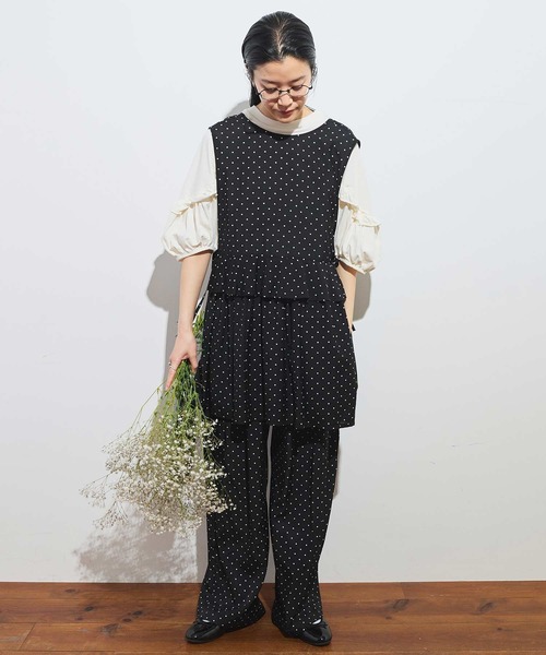 fig London(フィグロンドン)の「●CottonCupra twill pants(スラックス・レディース・ドット/ブラック・FREE)」の22枚目の写真