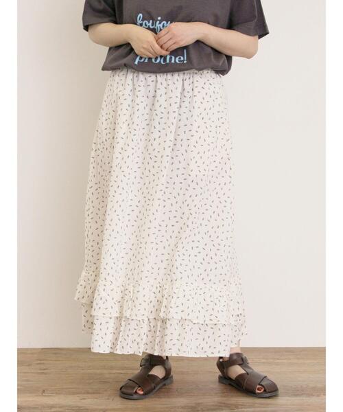 Samansa Mos2(サマンサ モスモス)の「柄アソート裾ティアードスカート(スカート・レディース・キナリ/ブルー/レッド/ブラック/オフホワイト・F)」の2枚目の写真