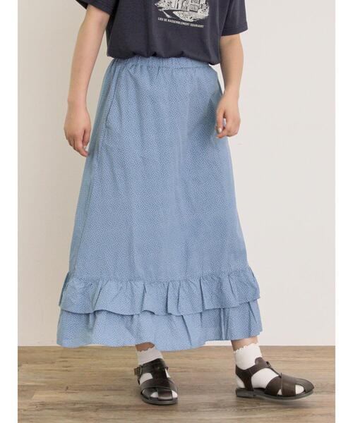 Samansa Mos2(サマンサ モスモス)の「柄アソート裾ティアードスカート(スカート・レディース・キナリ/ブルー/レッド/ブラック/オフホワイト・F)」の5枚目の写真