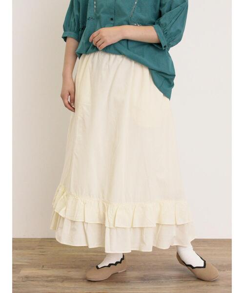 Samansa Mos2(サマンサ モスモス)の「柄アソート裾ティアードスカート(スカート・レディース・キナリ/ブルー/レッド/ブラック/オフホワイト・F)」の3枚目の写真