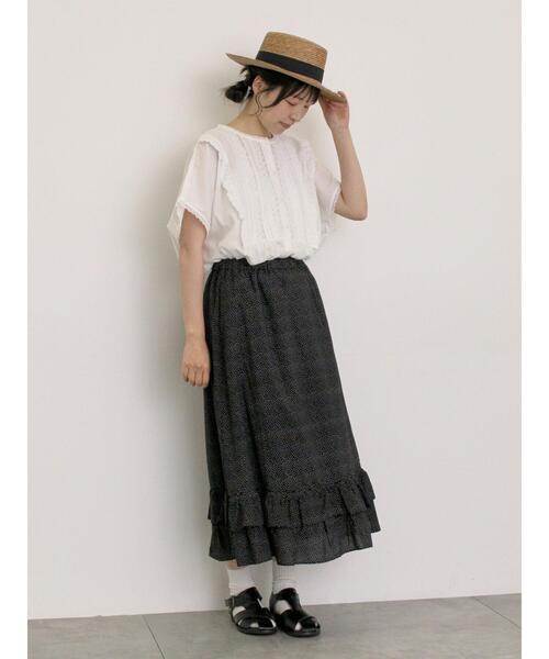 Samansa Mos2(サマンサ モスモス)の「柄アソート裾ティアードスカート(スカート・レディース・キナリ/ブルー/レッド/ブラック/オフホワイト・F)」の20枚目の写真