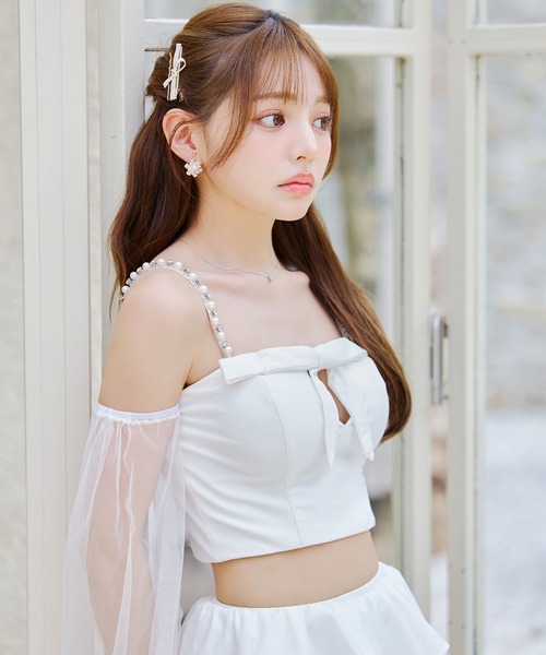 フリルティアードチュールリボンビキニ 3点セット【ビキニ】【水着