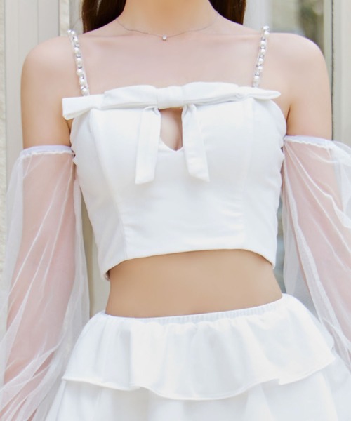 フリルティアードチュールリボンビキニ 3点セット【ビキニ】【水着