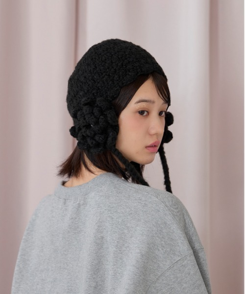 kaorinomori（カオリノモリ）の「kaorinomori リタニット / カオリノモリ（ニットキャップ/ビーニー・レディース・ブラック/ホワイト・FREE）」の13枚目の写真