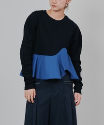 DOLLUPOOPS | ウェーブ切替ペプラムトップス(スウェット)