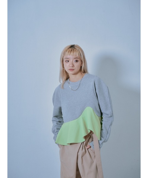 DOLLUPOOPS（ドールアップウップス）の「ウェーブ切替ペプラムトップス（スウェット・レディース・ブルー/グレー/ブラック・38）」の17枚目の写真
