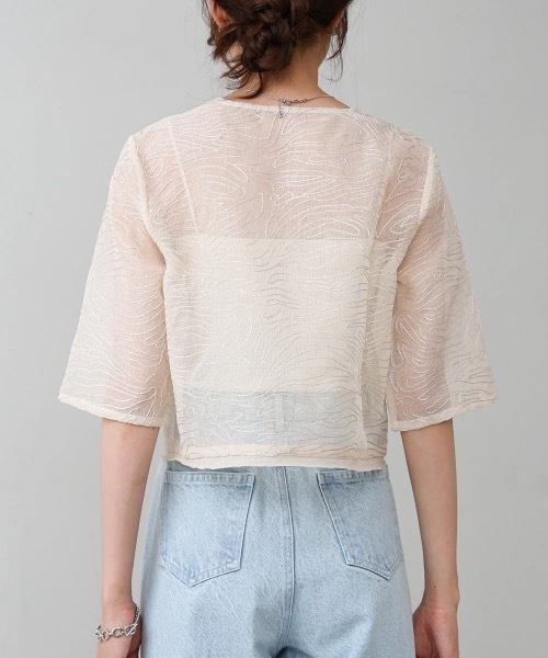 Bab(バブ)の「フロントホック刺繍ブラウスジャケット(シャツ/ブラウス・レディース・ブラック/アイボリー・MEDIUM)」の22枚目の写真