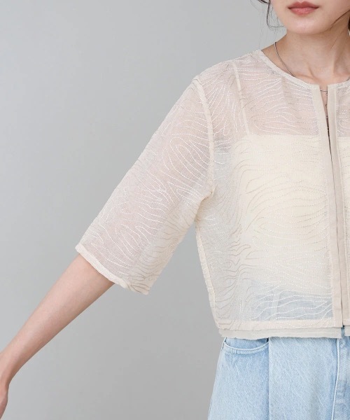 Bab(バブ)の「フロントホック刺繍ブラウスジャケット(シャツ/ブラウス・レディース・ブラック/アイボリー・MEDIUM)」の18枚目の写真