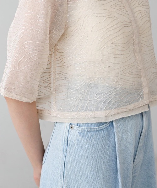 Bab(バブ)の「フロントホック刺繍ブラウスジャケット(シャツ/ブラウス・レディース・ブラック/アイボリー・MEDIUM)」の17枚目の写真