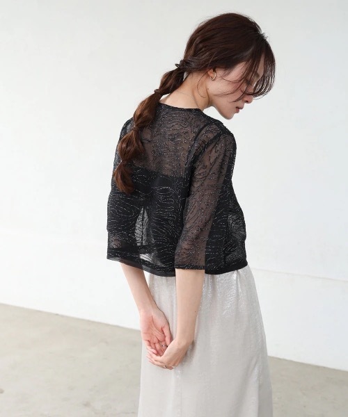 Bab(バブ)の「フロントホック刺繍ブラウスジャケット(シャツ/ブラウス・レディース・ブラック/アイボリー・MEDIUM)」の14枚目の写真