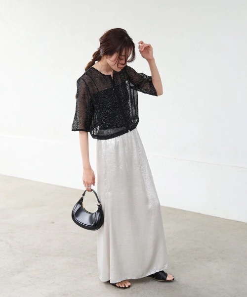 Bab(バブ)の「フロントホック刺繍ブラウスジャケット(シャツ/ブラウス・レディース・ブラック/アイボリー・MEDIUM)」の13枚目の写真