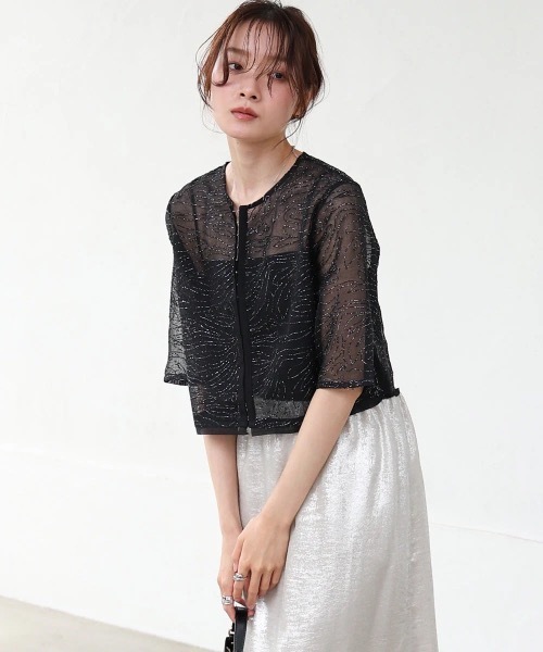 Bab(バブ)の「フロントホック刺繍ブラウスジャケット(シャツ/ブラウス・レディース・ブラック/アイボリー・MEDIUM)」の12枚目の写真
