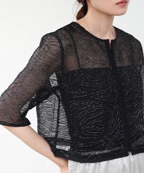 Bab(バブ)の「フロントホック刺繍ブラウスジャケット(シャツ/ブラウス・レディース・ブラック/アイボリー・MEDIUM)」の11枚目の写真