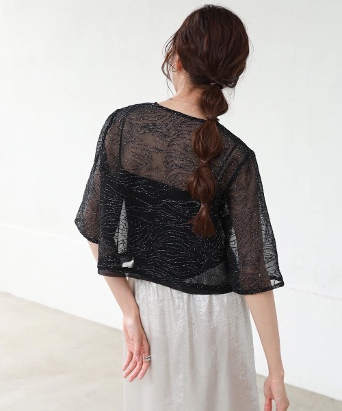 Bab(バブ)の「フロントホック刺繍ブラウスジャケット(シャツ/ブラウス・レディース・ブラック/アイボリー・MEDIUM)」の9枚目の写真