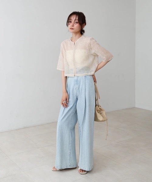 Bab(バブ)の「フロントホック刺繍ブラウスジャケット(シャツ/ブラウス・レディース・ブラック/アイボリー・MEDIUM)」の5枚目の写真