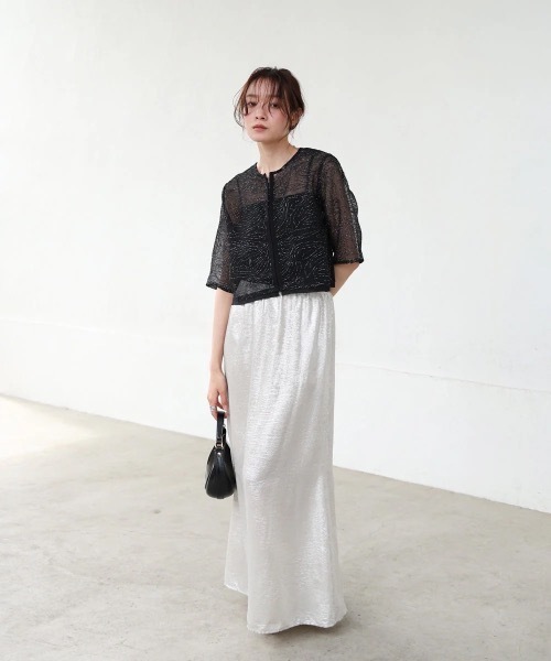 Bab(バブ)の「フロントホック刺繍ブラウスジャケット(シャツ/ブラウス・レディース・ブラック/アイボリー・MEDIUM)」の3枚目の写真