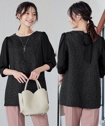 フラワーJQ袖シフォンチュニック
