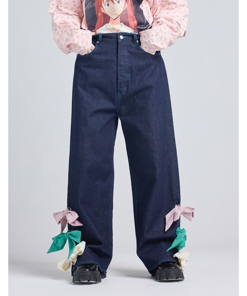 Little sunny bite(リトルサニーバイト)の「denim ribbon pants(デニムパンツ・レディース・インディゴブルー/ブルー・MEDIUM/SMALL)」の2枚目の写真