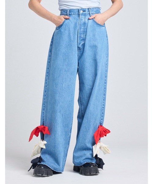 Little sunny bite(リトルサニーバイト)の「denim ribbon pants(デニムパンツ・レディース・インディゴブルー/ブルー・MEDIUM/SMALL)」の3枚目の写真