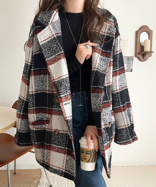 セール】【mily bilet】冬のコーデを引き立てる。起毛ブークレチェック