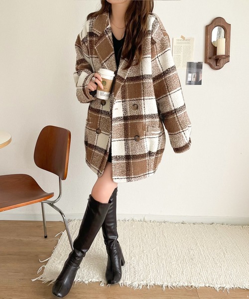 タグ付き♢moussy♦︎OVER ブレザー　チェック柄ジャケット♡コート MOUSSY CHECK MIDDLE ジャケット GRY -ファッション通販 FASHION WALKER