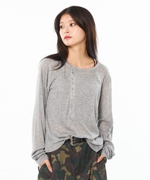 WISH FOR EVER(EBbVtH[Go[)SHEER HENRY NECK LONG SLEEVE PULLOVER / VA[w[lbNOX[uvI[o[(TVc/Jbg\[)